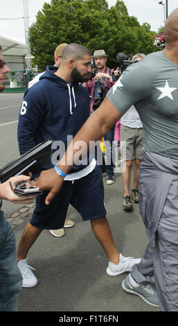 Londra, UK, 29 Giugno 2015: Drake ( L ) visto in campionati di Wimbledon 2015 Giorno Uno Foto Stock