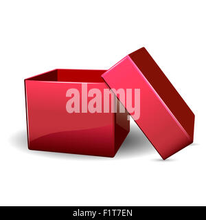 Illustrazione aprire il riquadro rosso su sfondo bianco Foto Stock
