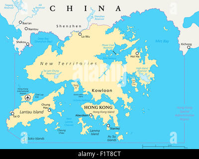 Hong Kong e Dintorni Mappa Politico Foto Stock