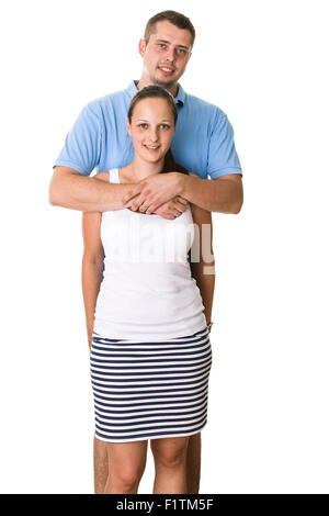 Coppia felice di stare dietro a ogni altro Foto Stock