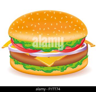 Cheeseburger illustrazione vettoriale isolati su sfondo bianco Illustrazione Vettoriale