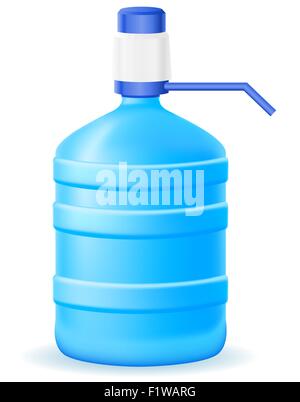 Acqua in plastica bootle con una pompa a mano illustrazione vettoriale isolati su sfondo bianco Illustrazione Vettoriale