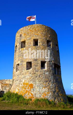 Martello Tower n. 5, L'Ancresse Bay, Guernsey, Isole del Canale Foto Stock