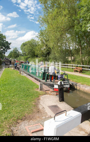 Lapworth volo di serrature in Stratford upon Avon Canal, Warwickshire, Inghilterra, Regno Unito Foto Stock