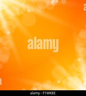 Arancio astratto sfondo luminoso con Sun i raggi di luce Illustrazione Vettoriale