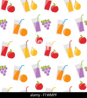Modello senza cuciture con diversi succhi di frutta fresca Illustrazione Vettoriale