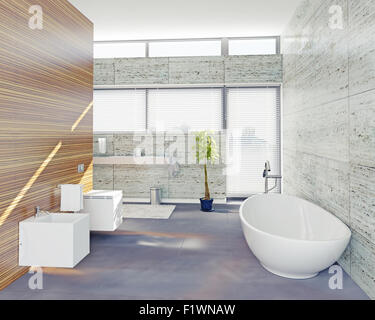 Un bagno dal design moderno (3D concetto) Foto Stock