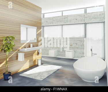 Un bagno dal design moderno (3D concetto) Foto Stock