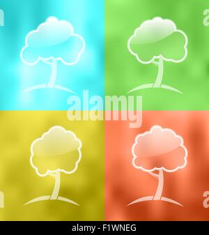 Quattro icone stagionale con alberi Illustrazione Vettoriale