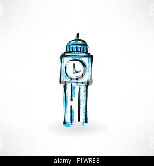 Big ben icona grunge Illustrazione Vettoriale
