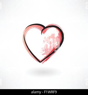 Cuore icona grunge Illustrazione Vettoriale