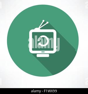 Icona Aggiorna sul retro televisore. Appartamento in stile moderno illustrazione vettoriale Illustrazione Vettoriale