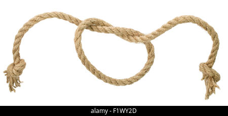 Corda nodo isolato su uno sfondo bianco. Foto Stock