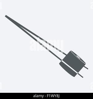 Il Sushi con chop icona adesivi isolati su sfondo bianco. Illustrazione Vettoriale. Illustrazione Vettoriale