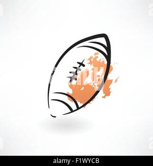 Pallone da rugby icona grunge Illustrazione Vettoriale