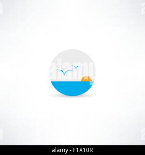 icona di gabbiani Illustrazione Vettoriale