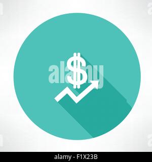 Relazione finanziaria con icona del dollaro. Appartamento in stile moderno illustrazione vettoriale Illustrazione Vettoriale