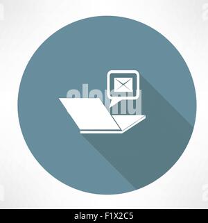 Laptop e icone di posta elettronica. Appartamento in stile moderno illustrazione vettoriale Illustrazione Vettoriale