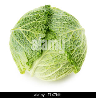 Cavolo verde isolato su uno sfondo bianco. Foto Stock