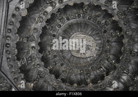 Le figure sul soffitto, Ramappa temple, Warangal, Telangana, India Foto Stock