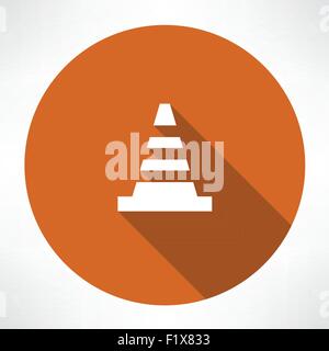 Cono di traffico e la relativa icona. Appartamento in stile moderno illustrazione vettoriale Illustrazione Vettoriale