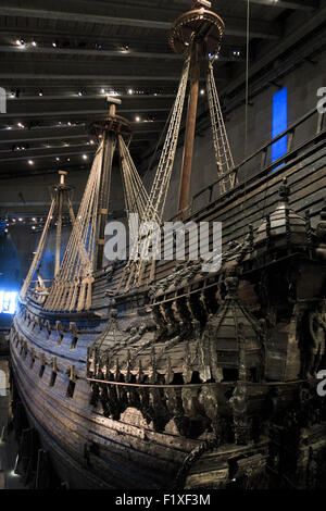 La poppa della nave da guerra Vasa presso il Museo Vasa, Stoccolma, Svezia Foto Stock