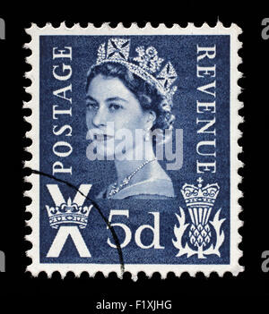 Scottish usato Francobollo mostra ritratto della regina Elisabetta 2nd, circa 1958 a 1970 Foto Stock