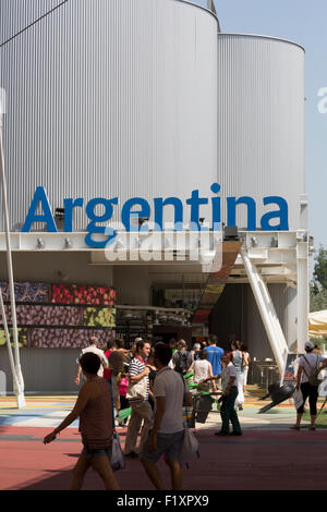 Milano, 12 agosto 2015: Dettaglio dell'Argentina pavilion alla fiera Expo 2015 Italia. Foto Stock