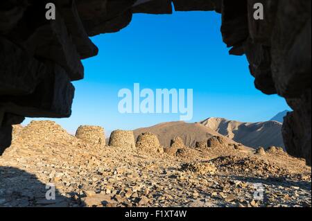 Il sultanato di Oman, gouvernorate di Ad Dhahirah, Wadi Damm, Bat Al Khutum e Al Ayn siteslisted archeologici come patrimonio mondiale dall UNESCO sono importanti necropoli dal III millennio A.C. ; Qui sono le tombe di alveare di Al-Ayn Foto Stock