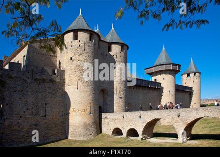 Francia, Aude, Carcassonne, città medievale elencati come patrimonio mondiale dall' UNESCO Foto Stock