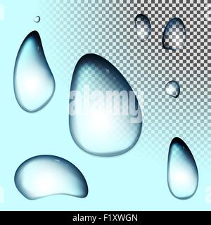 Impostare gocce trasparenti acqua Illustrazione Vettoriale