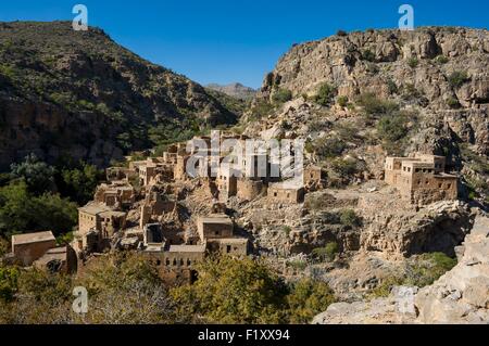 Oman, Ad-Dakhiliyah, Djebel Akhdar, Sayq altopiano, Wadi Bani habib Foto Stock