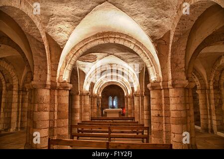 Francia, Yonne, Auxerre, la Cattedrale di Saint Etienne, la cripta romanica Foto Stock