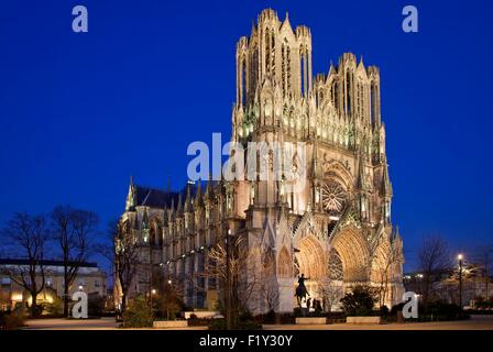 Francia, Marne, Reims, la cattedrale di Notre Dame sono classificati come patrimonio mondiale dall' UNESCO Foto Stock