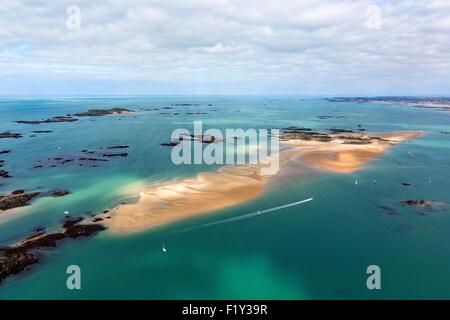 Francia, Ille et Vilaine, Costa Smeralda, Dinard, la marea di primavera del 21 marzo 2015 (vista aerea) Foto Stock