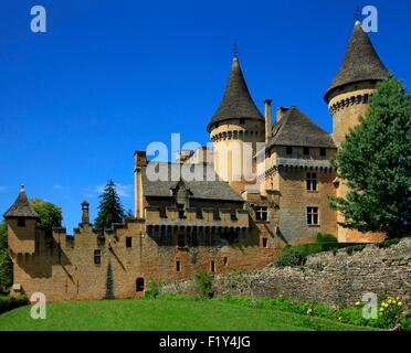 Francia, Dordogne, Perigord Noir, Valle della Dordogna, Marquay, Puymartin Castel Foto Stock