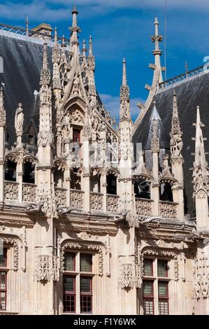 Francia, Seine Maritime, Rouen, Courthouse, ex parlamento della Normandia in stile gotico, particolare della facciata Foto Stock