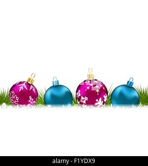 Invito di natale con coloratissime palle di vetro Illustrazione Vettoriale