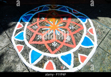 Rangoli street dipinti in Little India di Georgetown, Penang. Foto Stock