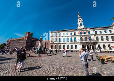 Esterno della città di Riga consiglio, situato nel centro storico di Riga in piazza del Municipio Foto Stock