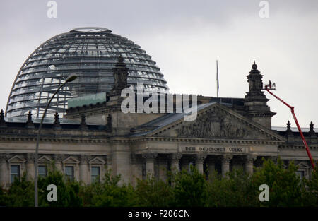 Wartungsarbeiten an der Kuppel des Reichstagsgebaeudes, Berlin-Tiergarten. Foto Stock