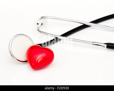 Stethoskop mit Herz Foto Stock