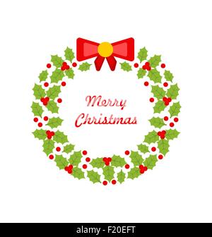 Ghirlanda di Natale fatto di agrifoglio bacche Illustrazione Vettoriale