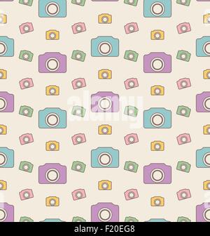 Doodle fotocamera con hipster colore modello isolato Illustrazione Vettoriale