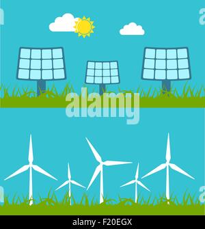 Concetto illustrazione con icona di energia verde (set) Illustrazione Vettoriale