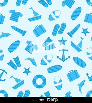 Seamless Texture della voce di Marino, Estate icone piana, viaggi su Ho Illustrazione Vettoriale