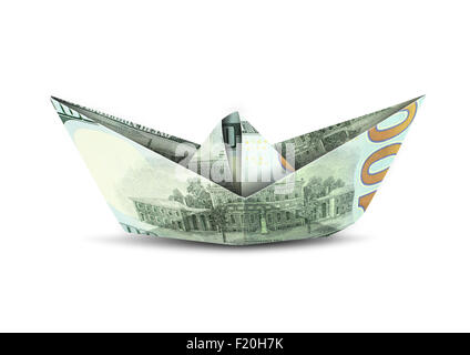 La nave da dollar denaro su bianco, la concezione di business Foto Stock