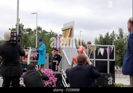 Galashiels, Scotland, Regno Unito. Il 9 settembre, 2015. La regina apertura della nuova linea ferroviaria a Tweedbank Scozia. 9 settembre 2015 Credit: Mark rosa/Alamy Live News Foto Stock