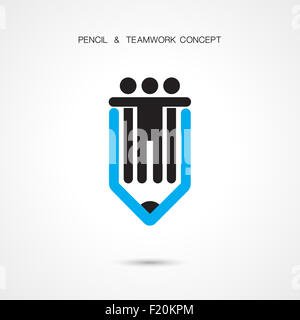 Matita creativi e persone icona logo astratto modello di disegno. Aziendale Corporate logotipo creativo simbolo. Foto Stock