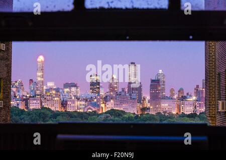 Stati Uniti, New York City, Manhattan Upper West Side, Central Park vista dalla YMCA Foto Stock
